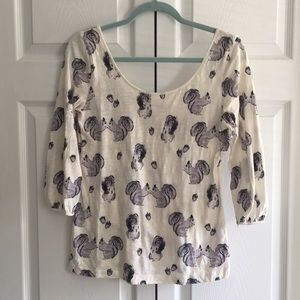 Anthropologie Squirrel Print Top
